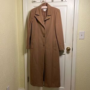 Worthington Tan Wool Trenchcoat With Tortoise Shell-Style Buttons